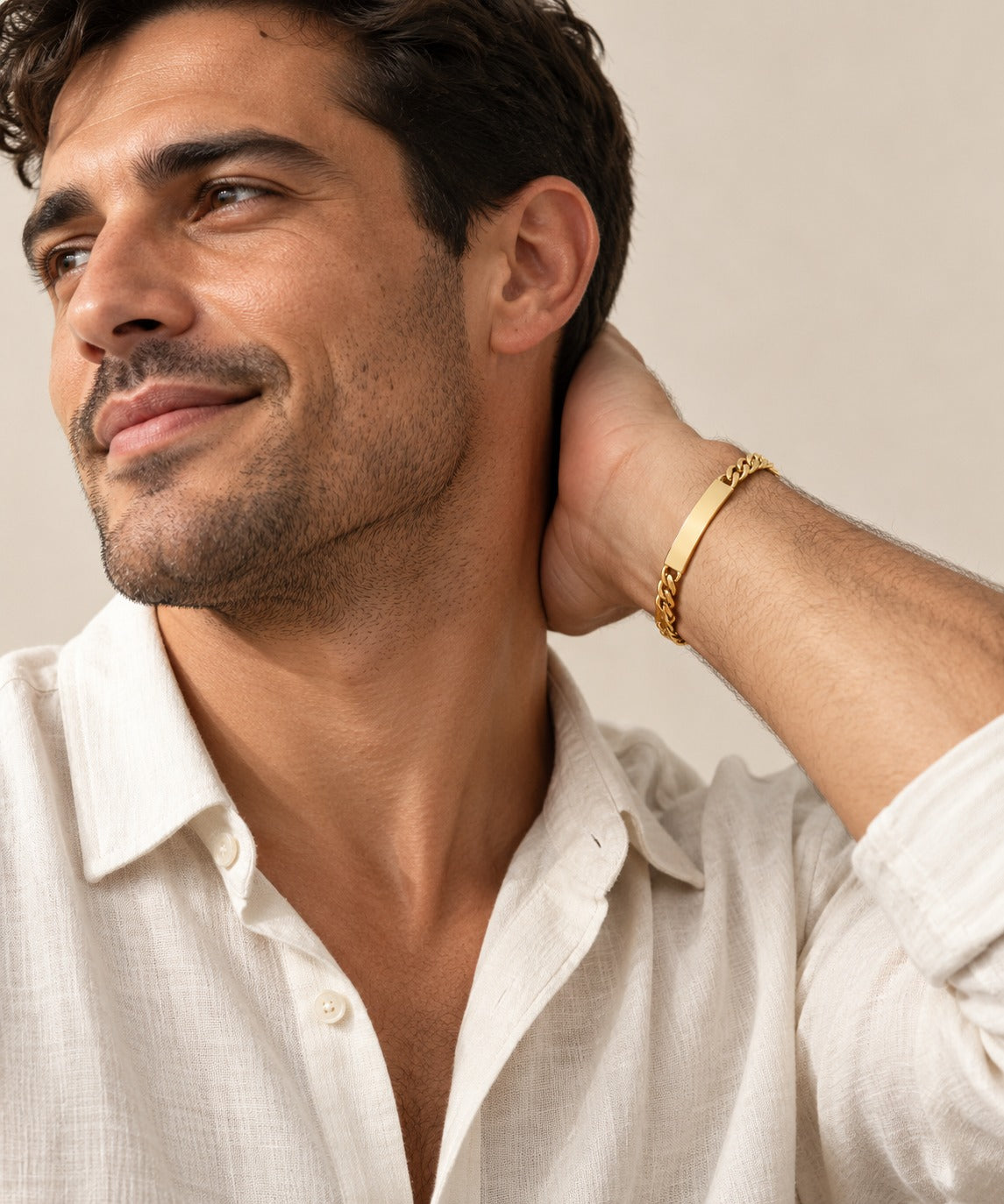 Men's Plate Bracelet on model
