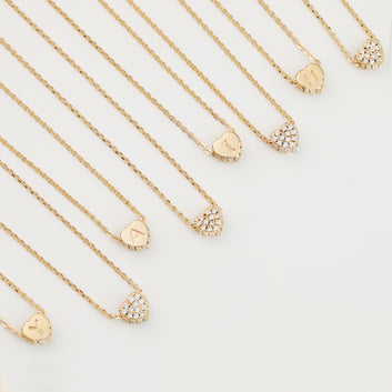Mini Heart Necklace Initial Charm Pave 14k Gold Plated Small Pendant Cz Heart Letter Necklace - Moboduc Custom Jewelry