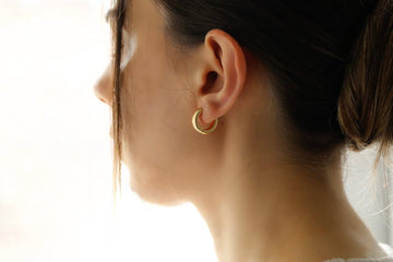 Minimalist Hoop Earrings Small Thick Earrings 14k Gold Plated, Gold Chunky Hoops Bold - Moboduc Custom Jewelry