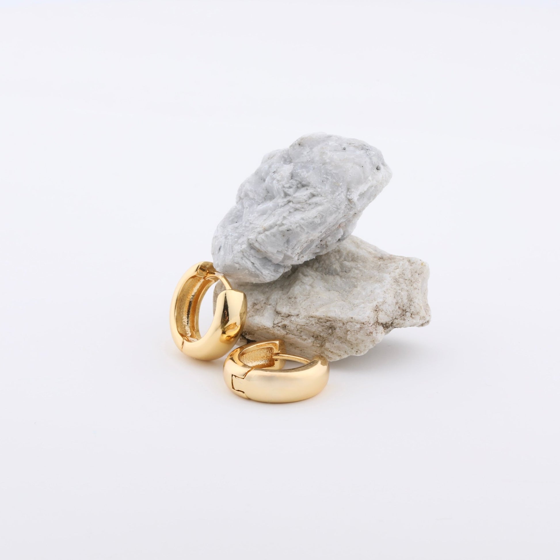 Minimalist Hoop Earrings Small Thick Earrings 14k Gold Plated, Gold Chunky Hoops Bold - Moboduc Custom Jewelry