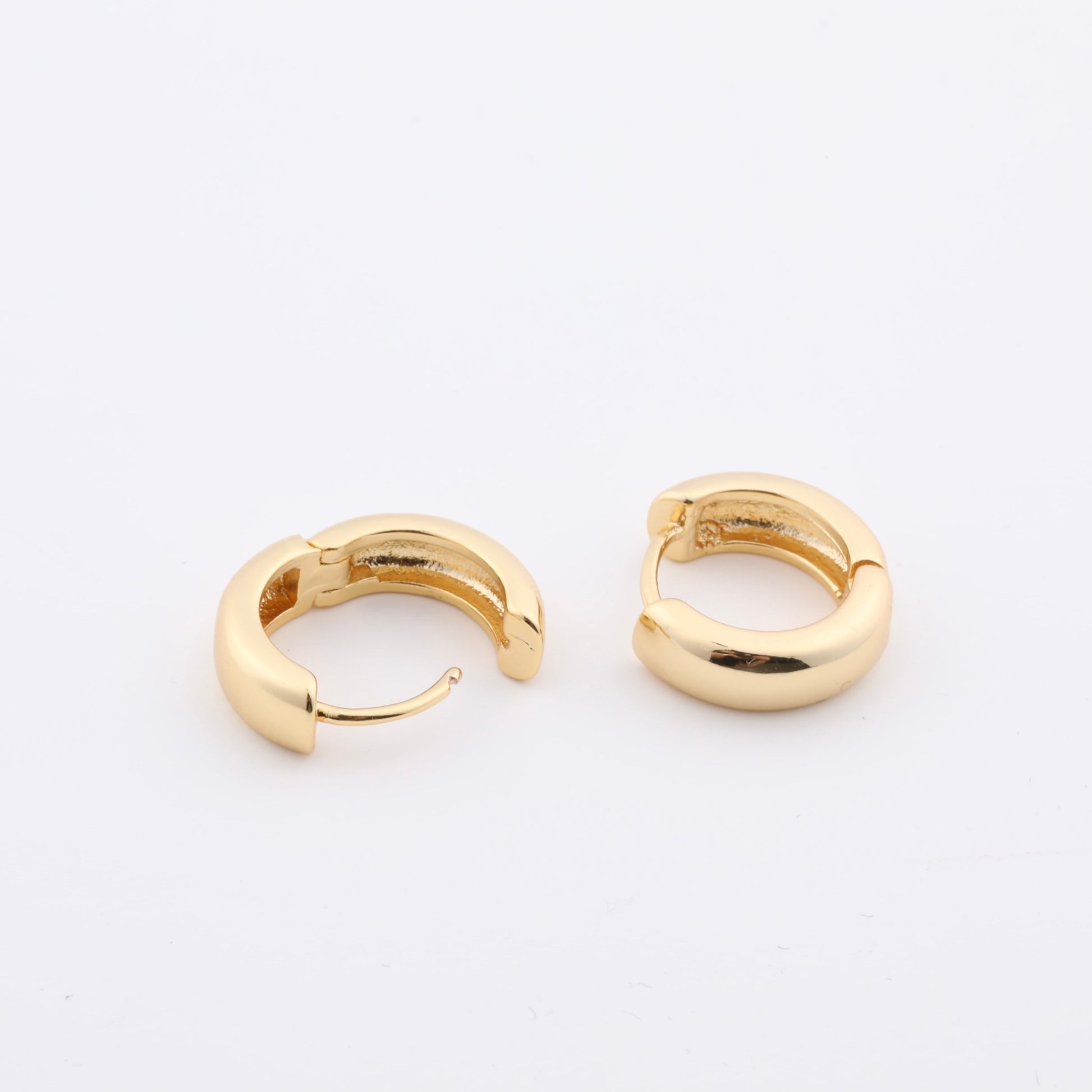 Minimalist Hoop Earrings Small Thick Earrings 14k Gold Plated, Gold Chunky Hoops Bold - Moboduc Custom Jewelry