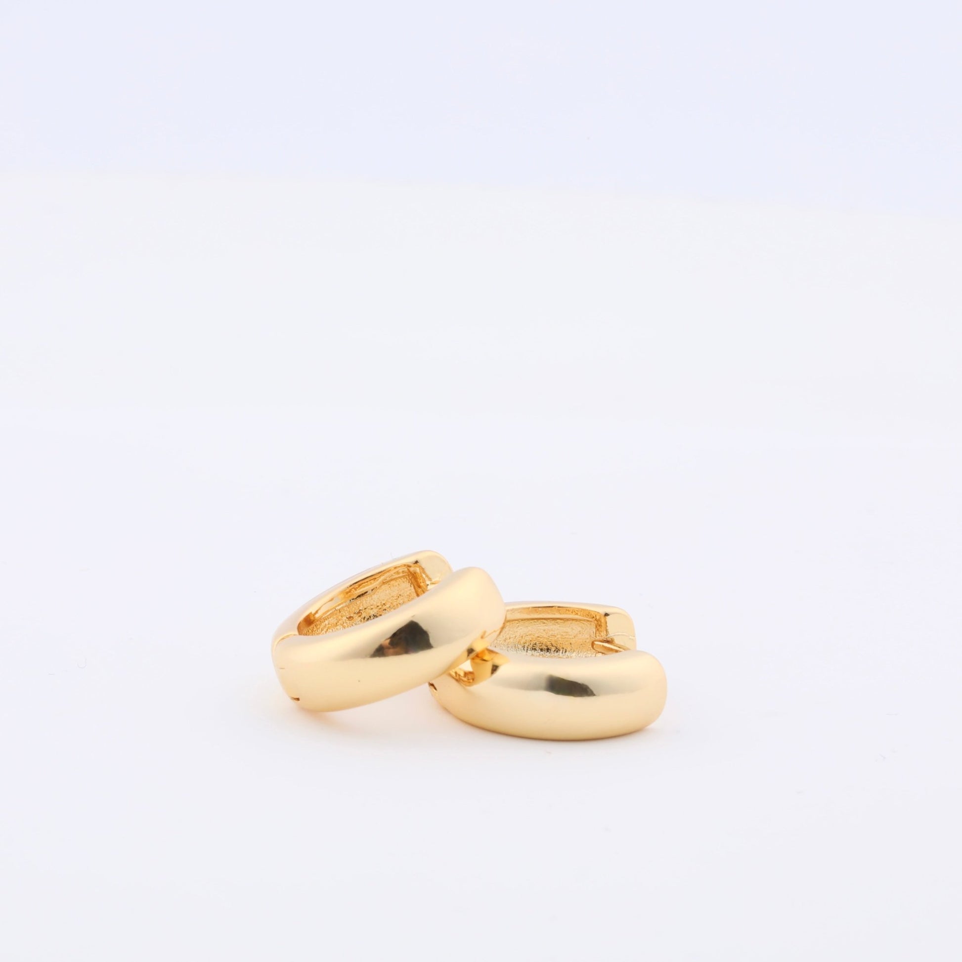 Minimalist Hoop Earrings Small Thick Earrings 14k Gold Plated, Gold Chunky Hoops Bold - Moboduc Custom Jewelry