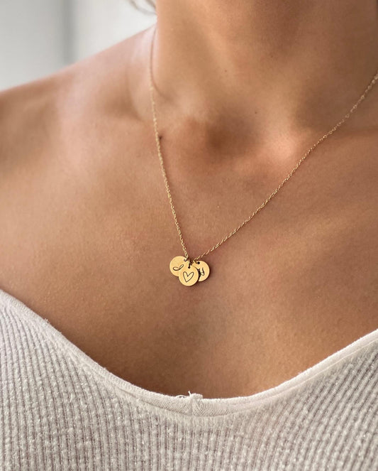 Minimalist Initial Necklace Gift 14 Gold Plated Unique Handmade Family Jewelry - Moboduc Custom Jewelry