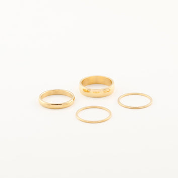 Minimalist Stackable Ring Set 4Pcs - Thin Band Ring Gold Ring /1/2/3/ 5mm Thick - Moboduc Custom Jewelry