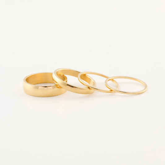 Minimalist Stackable Ring Set 4Pcs - Thin Band Ring Gold Ring /1/2/3/ 5mm Thick - Moboduc Custom Jewelry