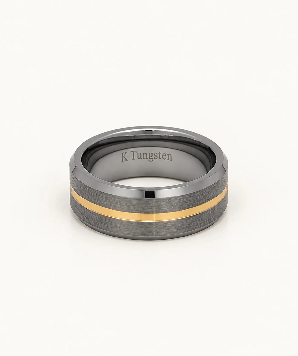 Silver Gold Triangle Tungsten Ring