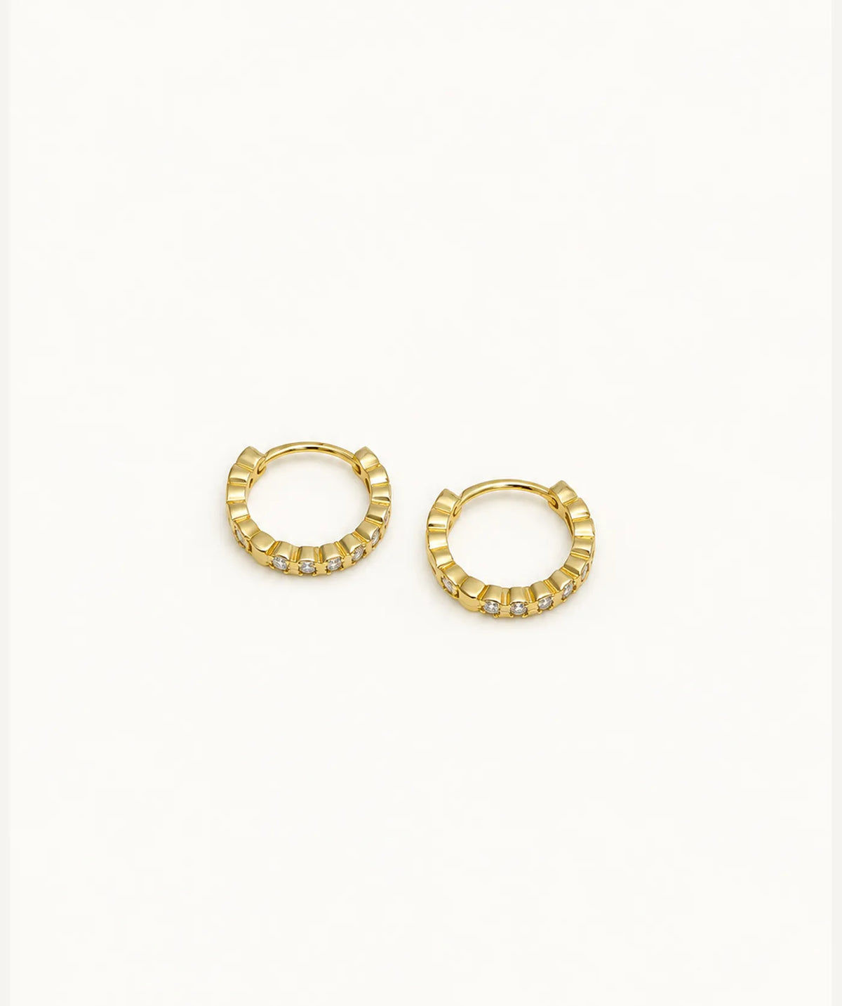 Gold Clear Pavé Hoop Earrings