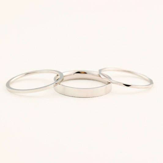 Ring Band Set of 3 Silver Plated - Thin Stacking Ring for Girlfriend - Christmas Gifts for Her - Moboduc Custom Jewelry