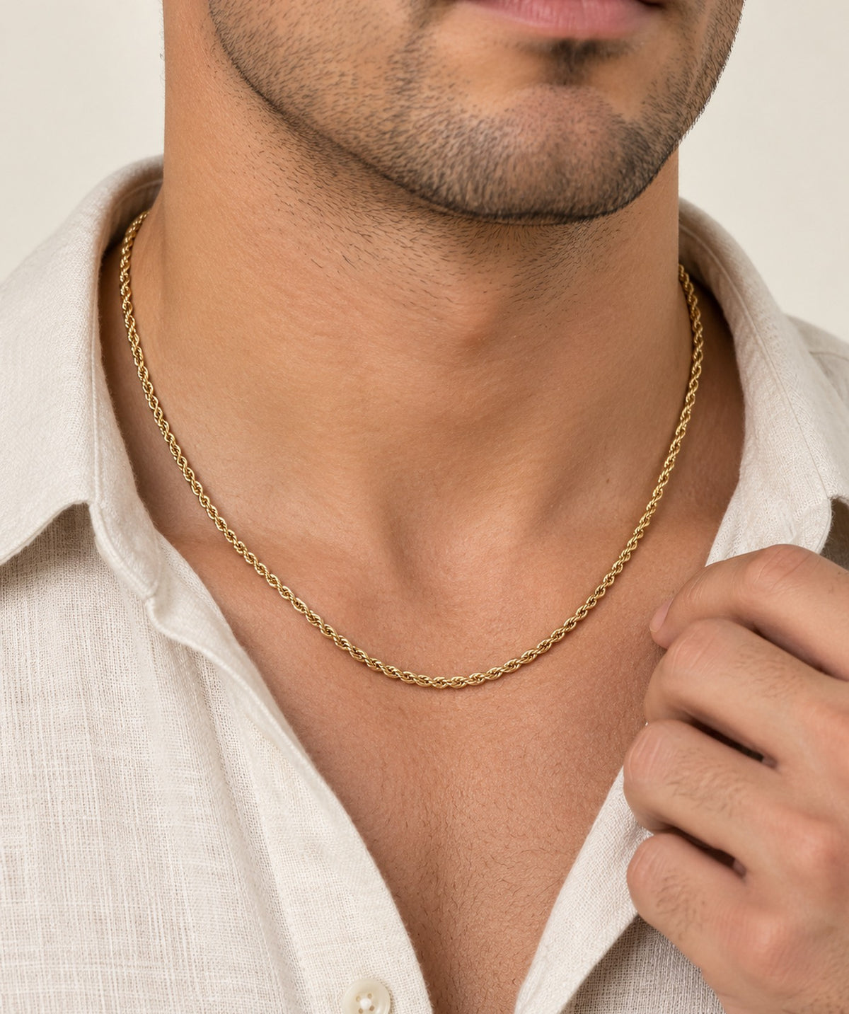 Gold Rope Chain on model