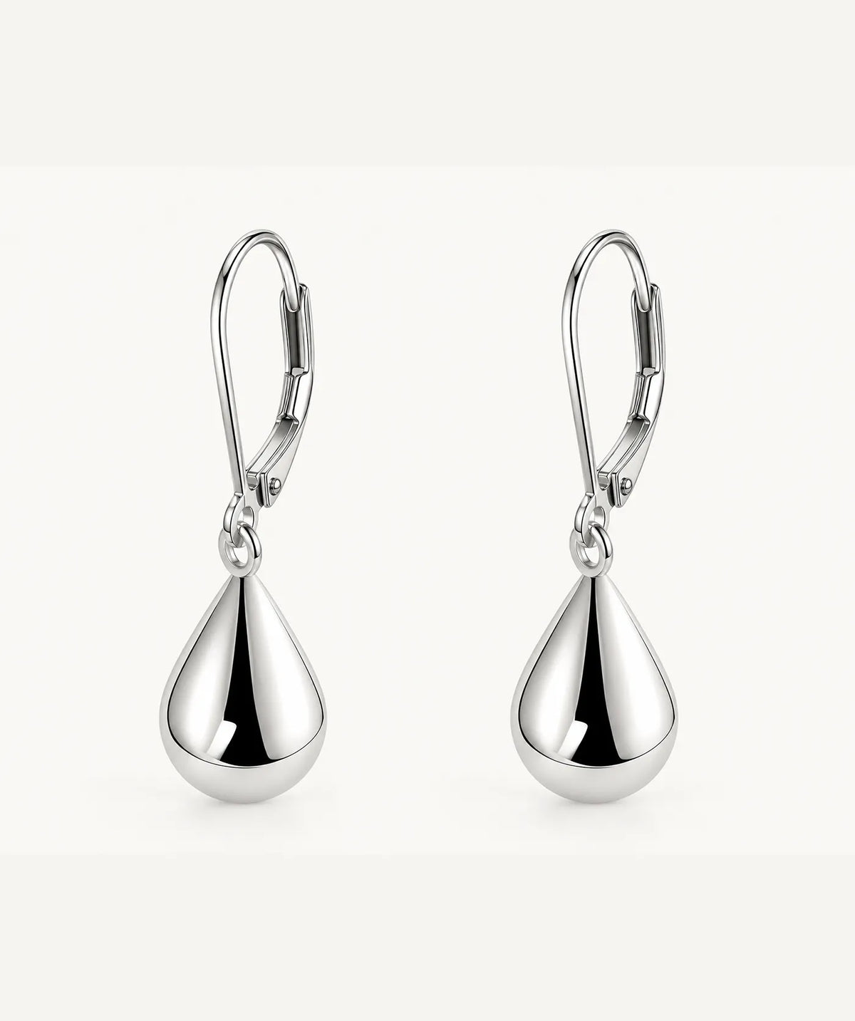 Silver Clover Charm Drop Hoop Earrings, side view