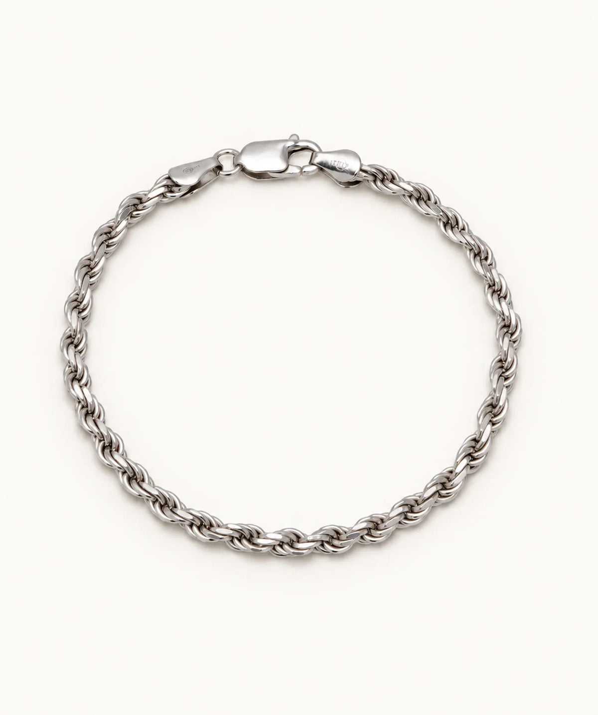 Men's Silver Rope Chain Bracelet, top view