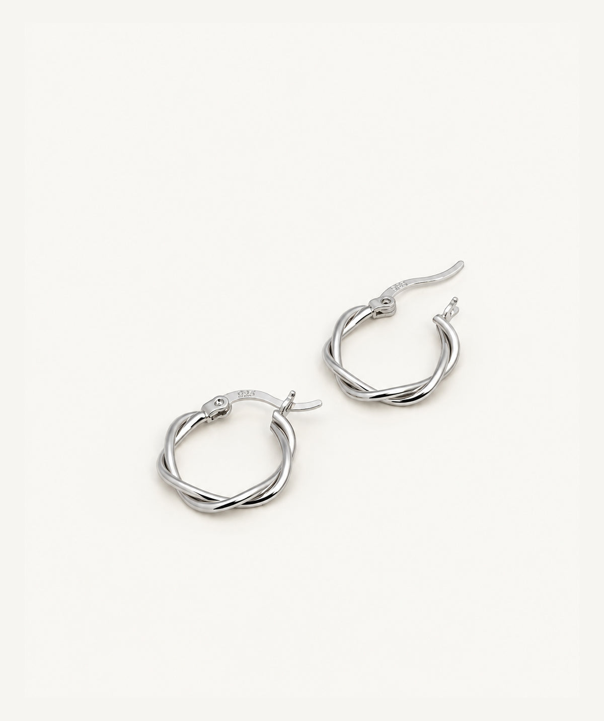 Silver Small Twist Hoop Earrings, shown open