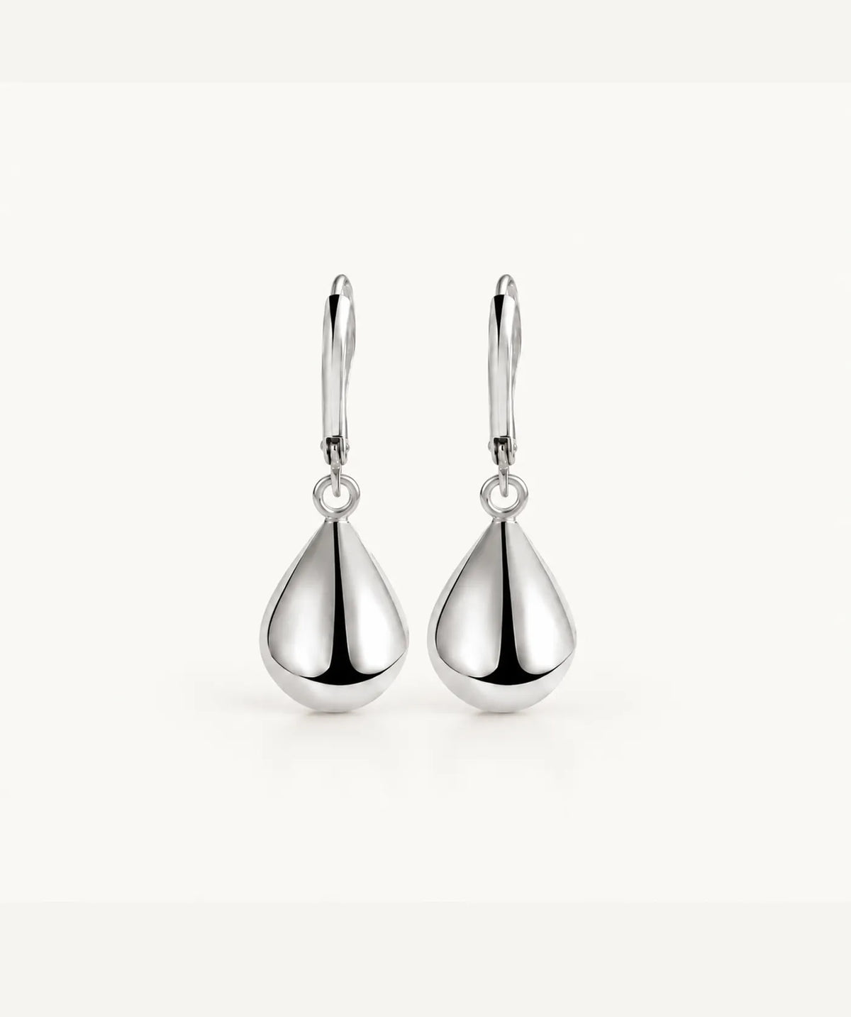 Silver Clover Charm Drop Hoop Earrings