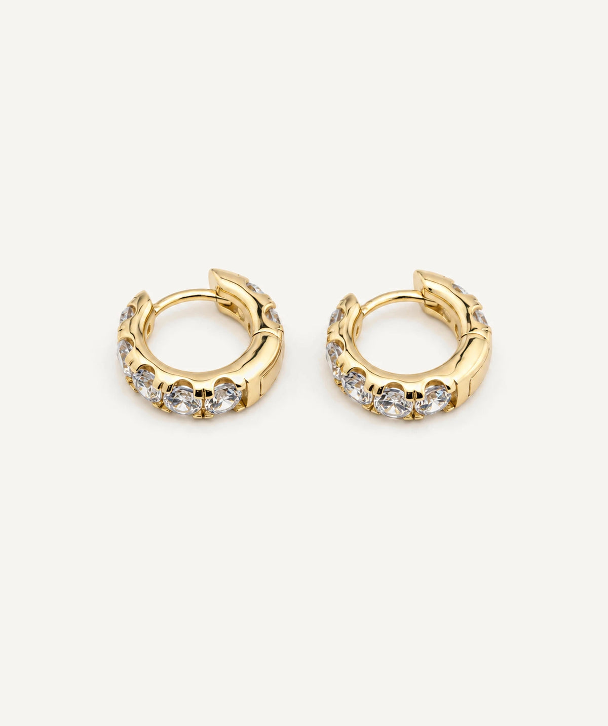 Gold Extra Thick Pavé Hoop Earrings