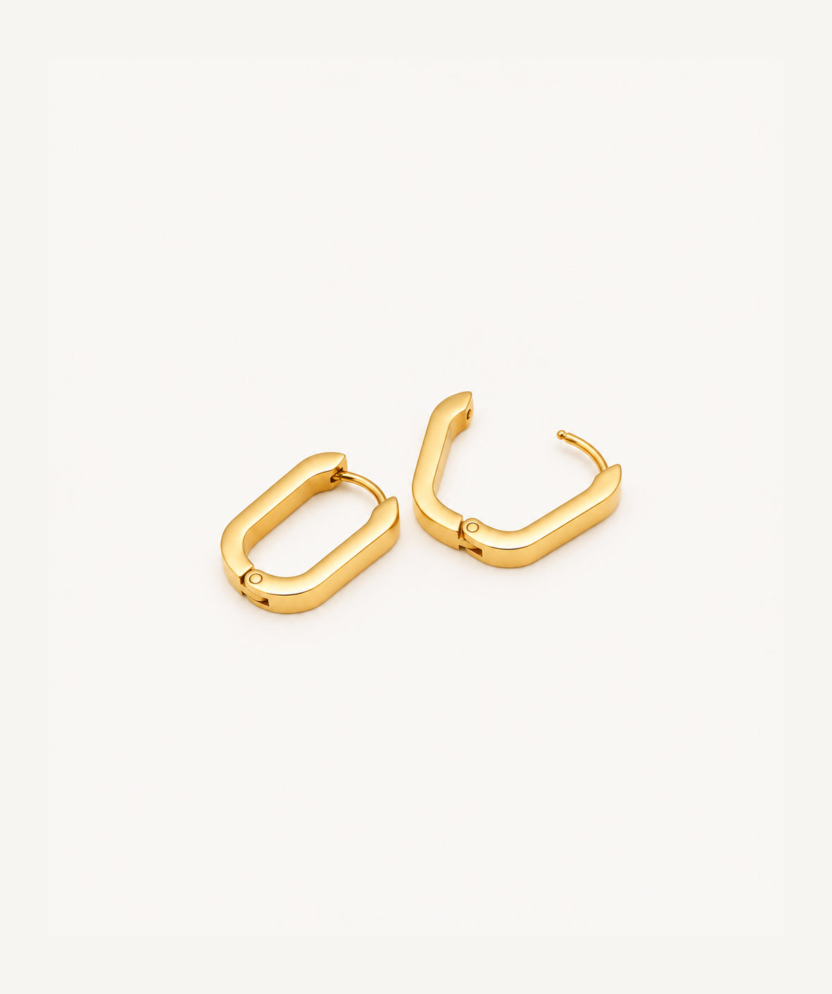 Gold Rectangular Hoop Earrings, Small