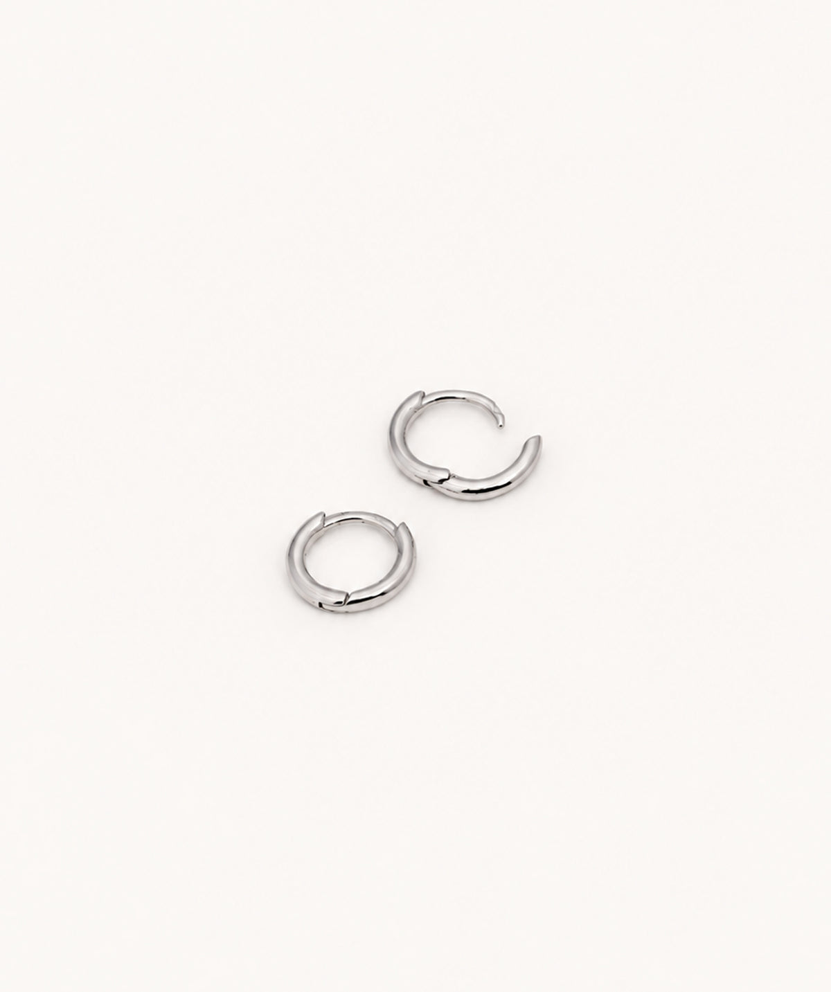 Silver Thick Plain Hoop Earrings, shown open