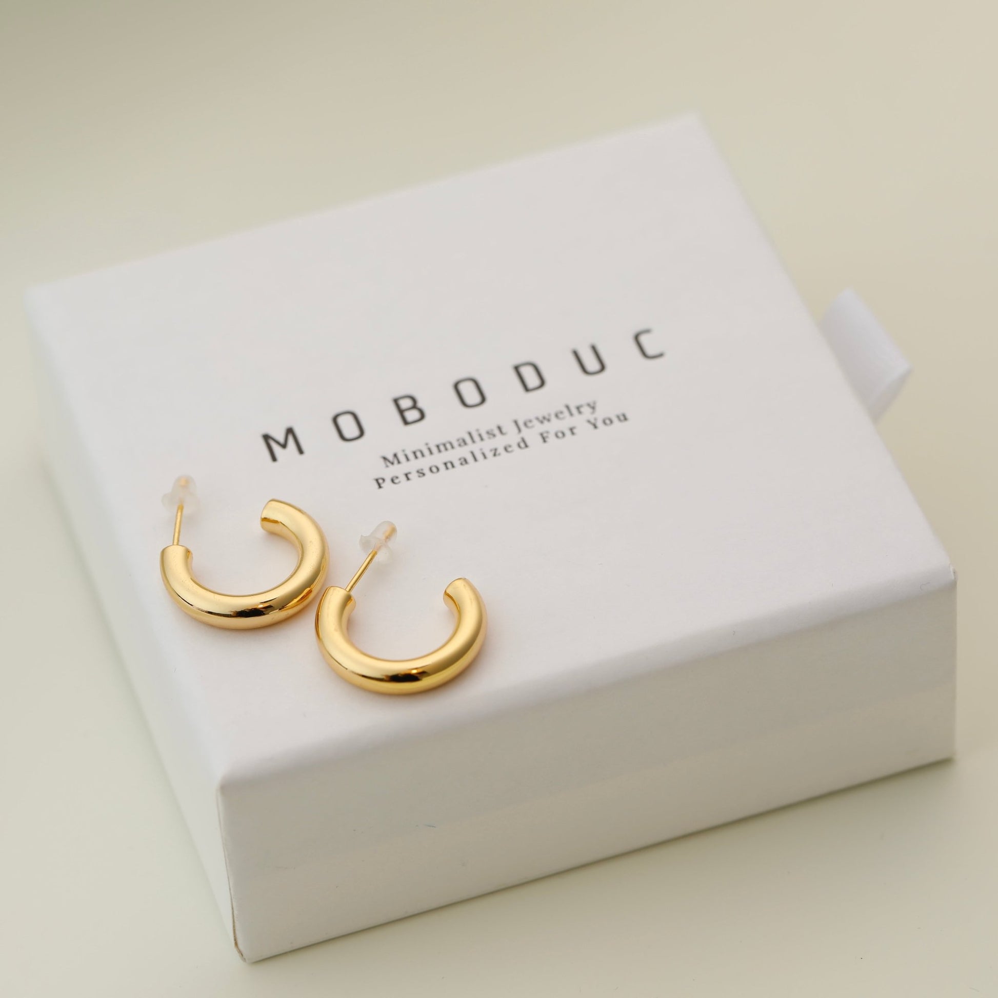 Small Open Hoop Earrings 14k Gold Plated Dainty Earrings Small Chunky Gold Hypoallergenic Hoops - Moboduc Custom Jewelry