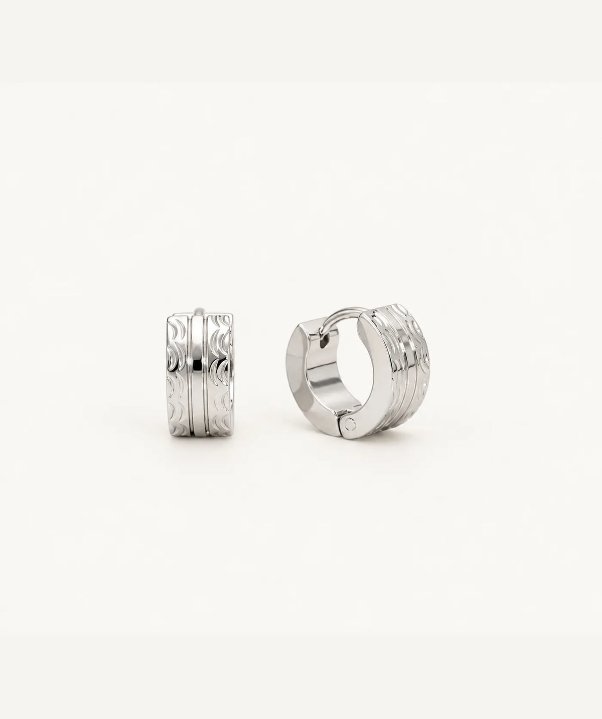 Silver Thick Greek Key Hoop Earrings