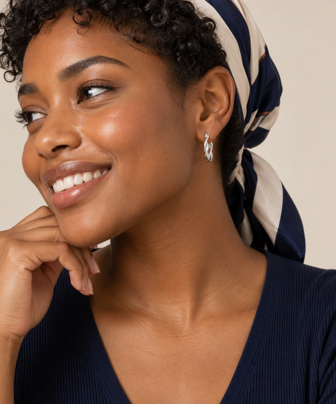 Small Twist Hoop Earrings on model