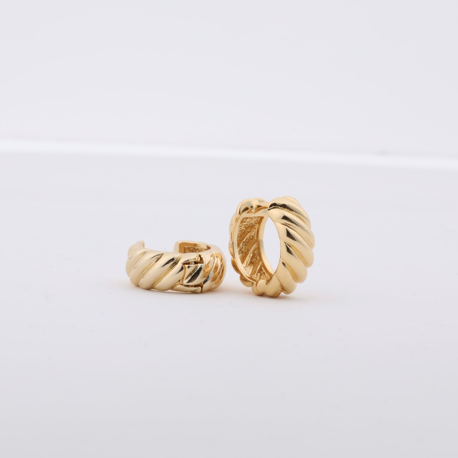 Small Twisted Huggie Earrings 14k Gold Plated Waterproof Chunky Twist Hoops Everyday Earring - Moboduc Custom Jewelry