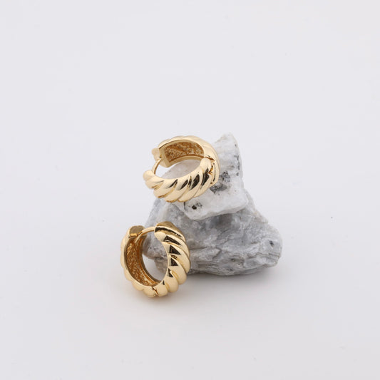 Small Twisted Huggie Earrings 14k Gold Plated Waterproof Chunky Twist Hoops Everyday Earring - Moboduc Custom Jewelry