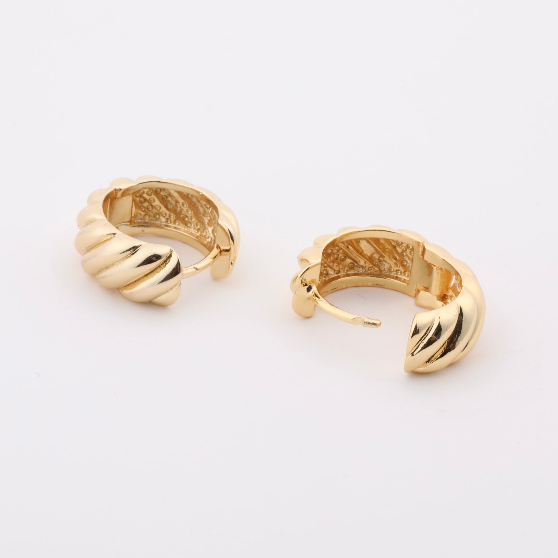 Small Twisted Huggie Earrings 14k Gold Plated Waterproof Chunky Twist Hoops Everyday Earring - Moboduc Custom Jewelry