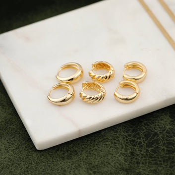 Tapered Everyday Hoop Earring Stack Set Small Hoop Earrings 14k Gold Plated - Moboduc Custom Jewelry