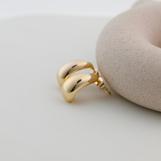 Teardrop Earrings Chunky Hollow Lightweight Gold Dome Earrings for Women 14k Gold Plated - Moboduc Custom Jewelry