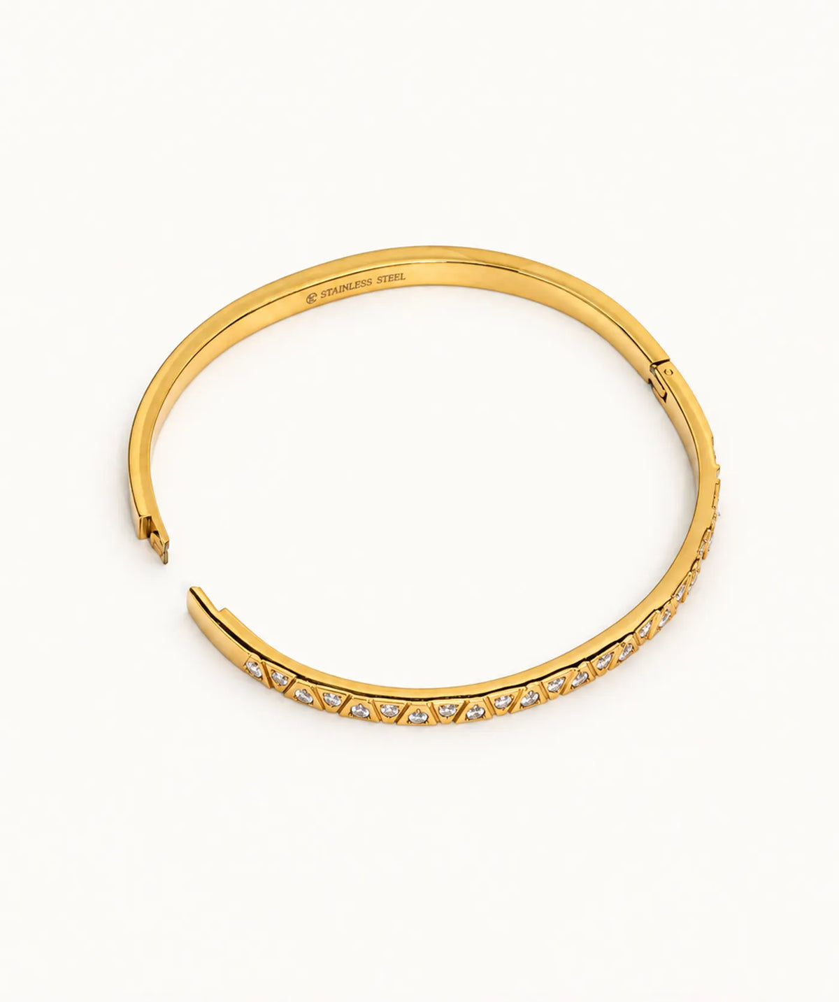 Gold Triangle Pavé Bangle, top view