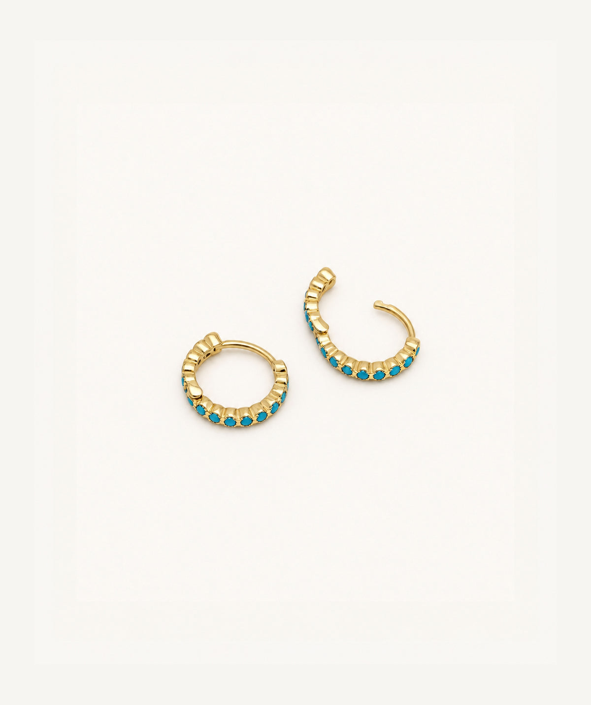 Gold Turquoise Pavé Hoop Earrings