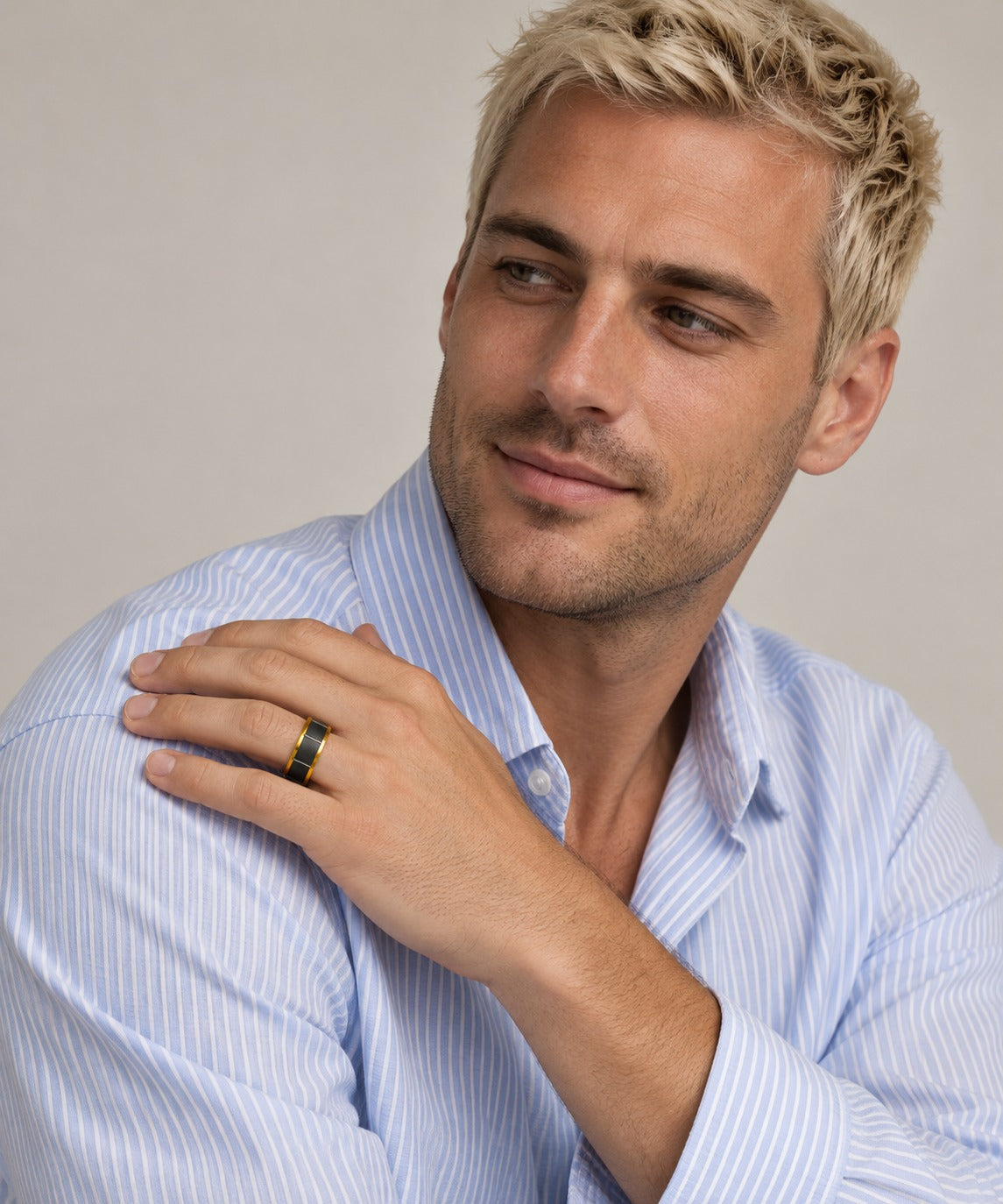 Two Band Tungsten Ring on model