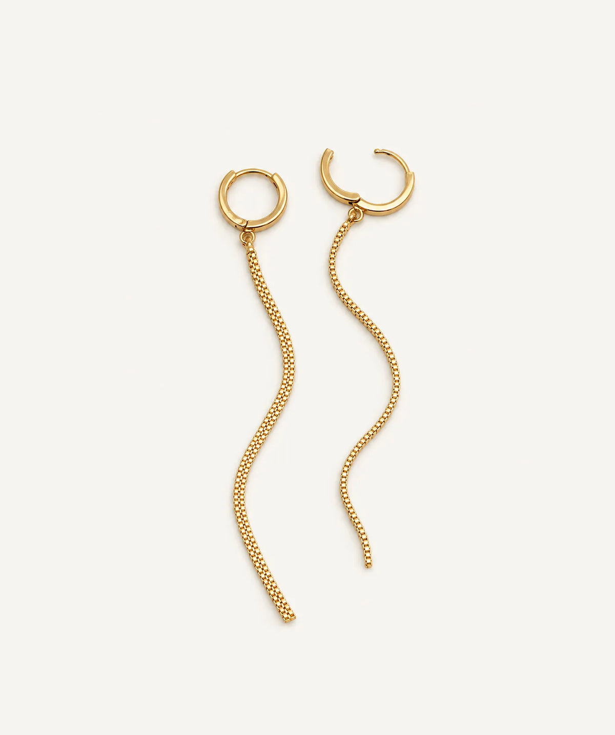Gold Snake Chain Drop Hoop Earrings