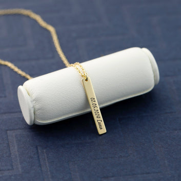 Vertical Tag Necklace Gift for Women Personalized with Name - Date - Initial - Moboduc Custom Jewelry