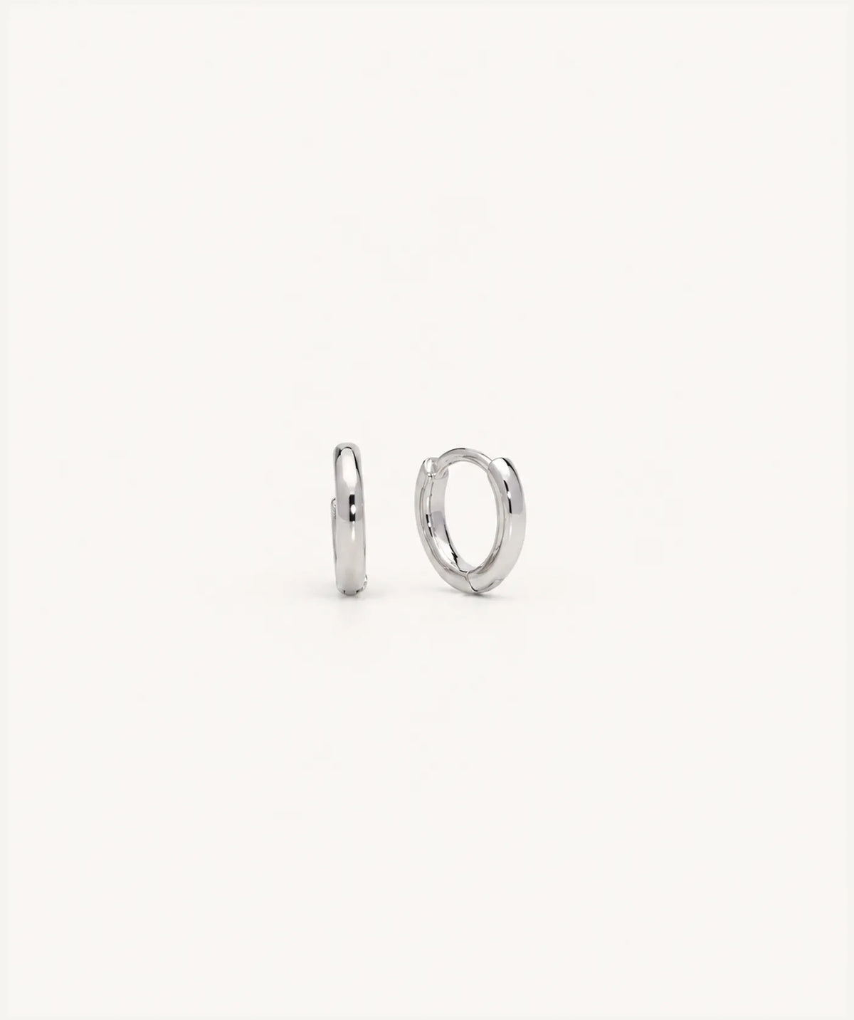 Silver Thick Plain Hoop Earrings