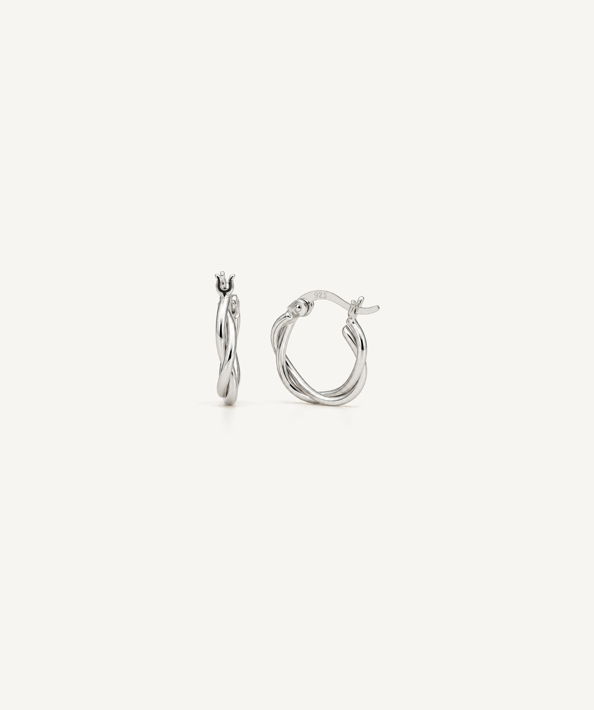 Silver Small Twist Hoop Earrings, 13 mm size