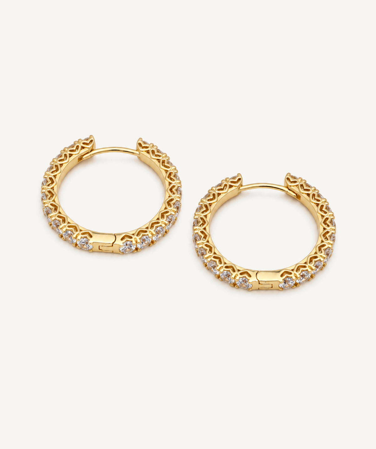 Gold Medium Pavé Hoop Earrings