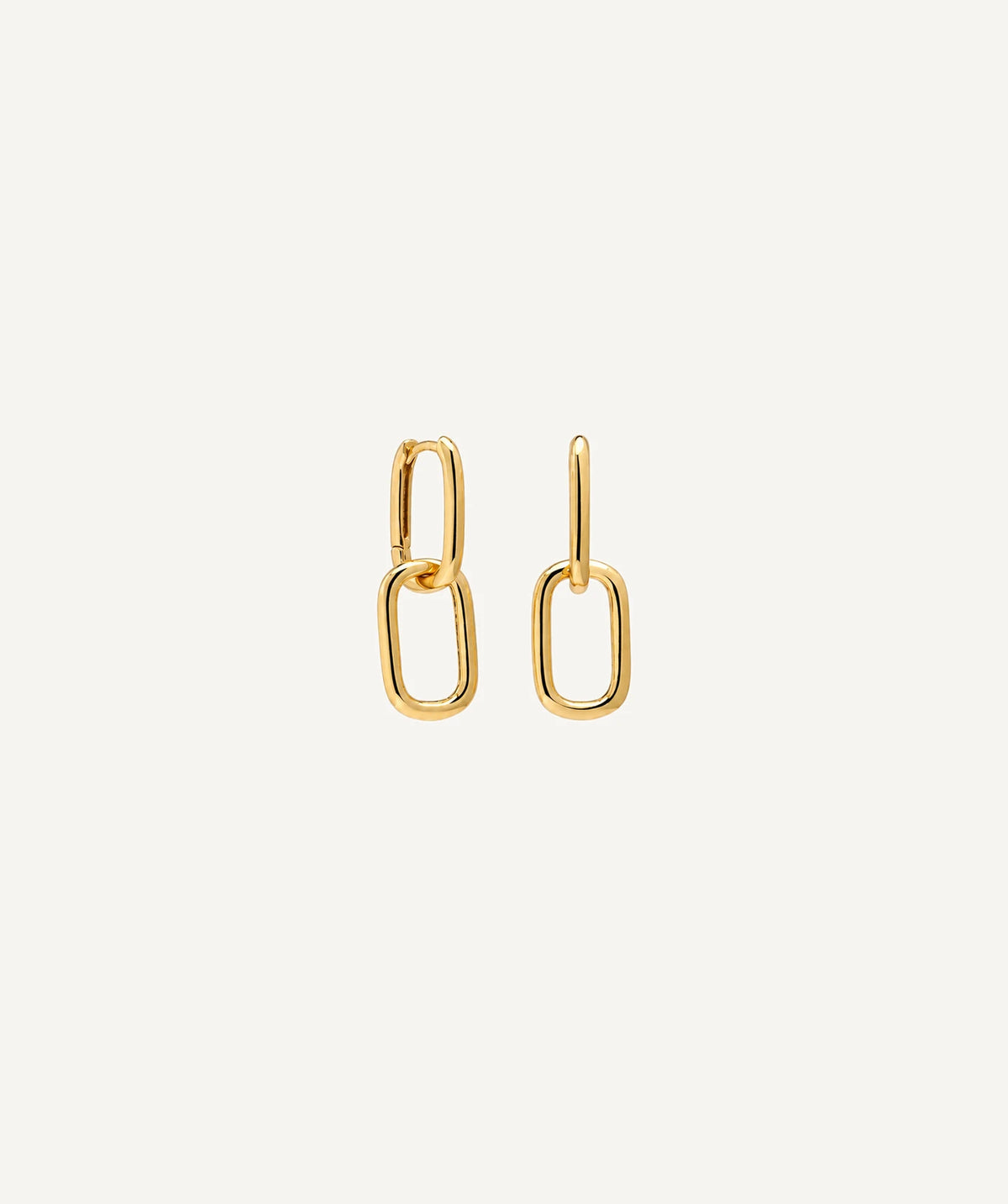 Gold Paperclip Dangle Hoop Earrings