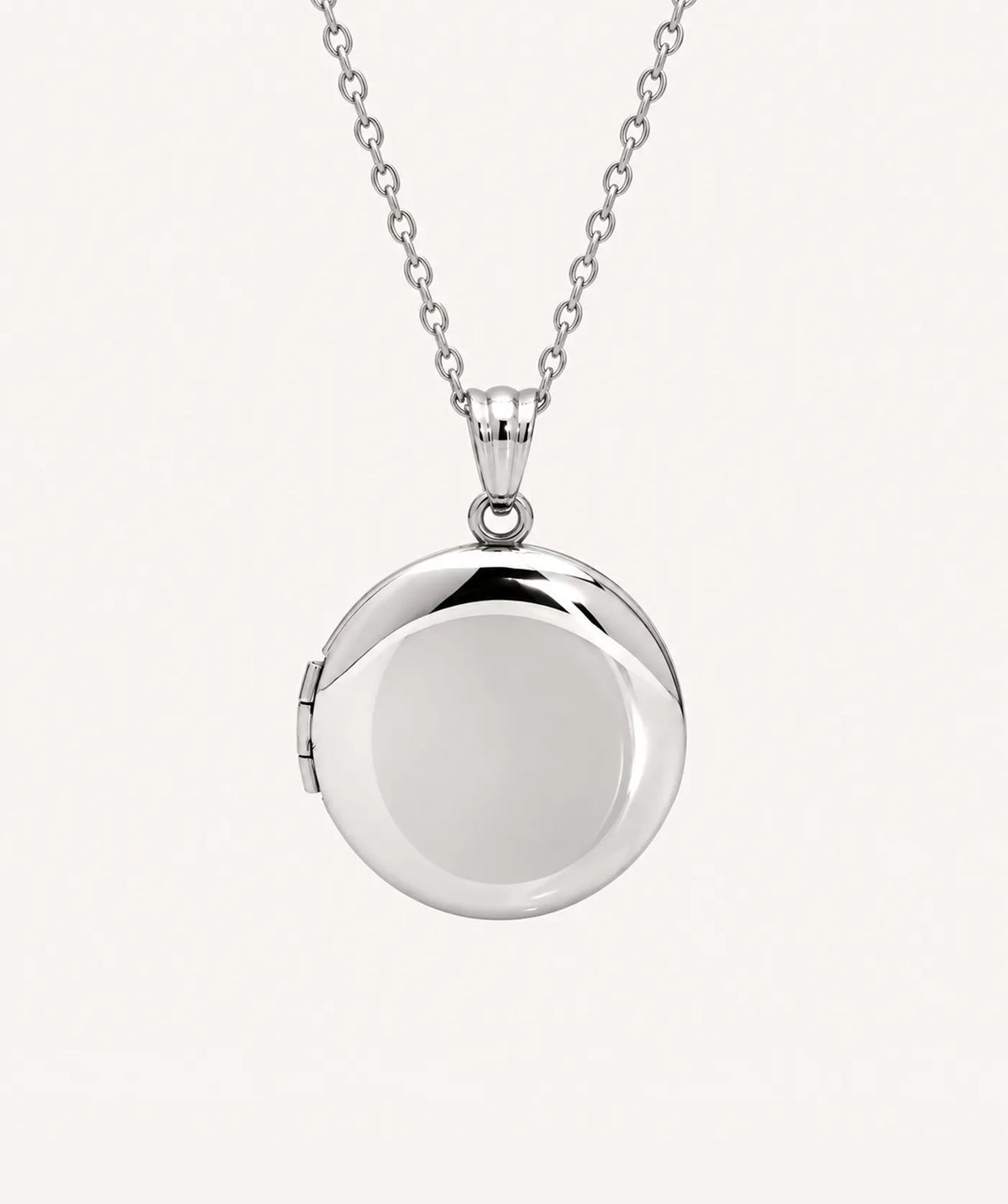 Silver Disc Photo Locket Necklace