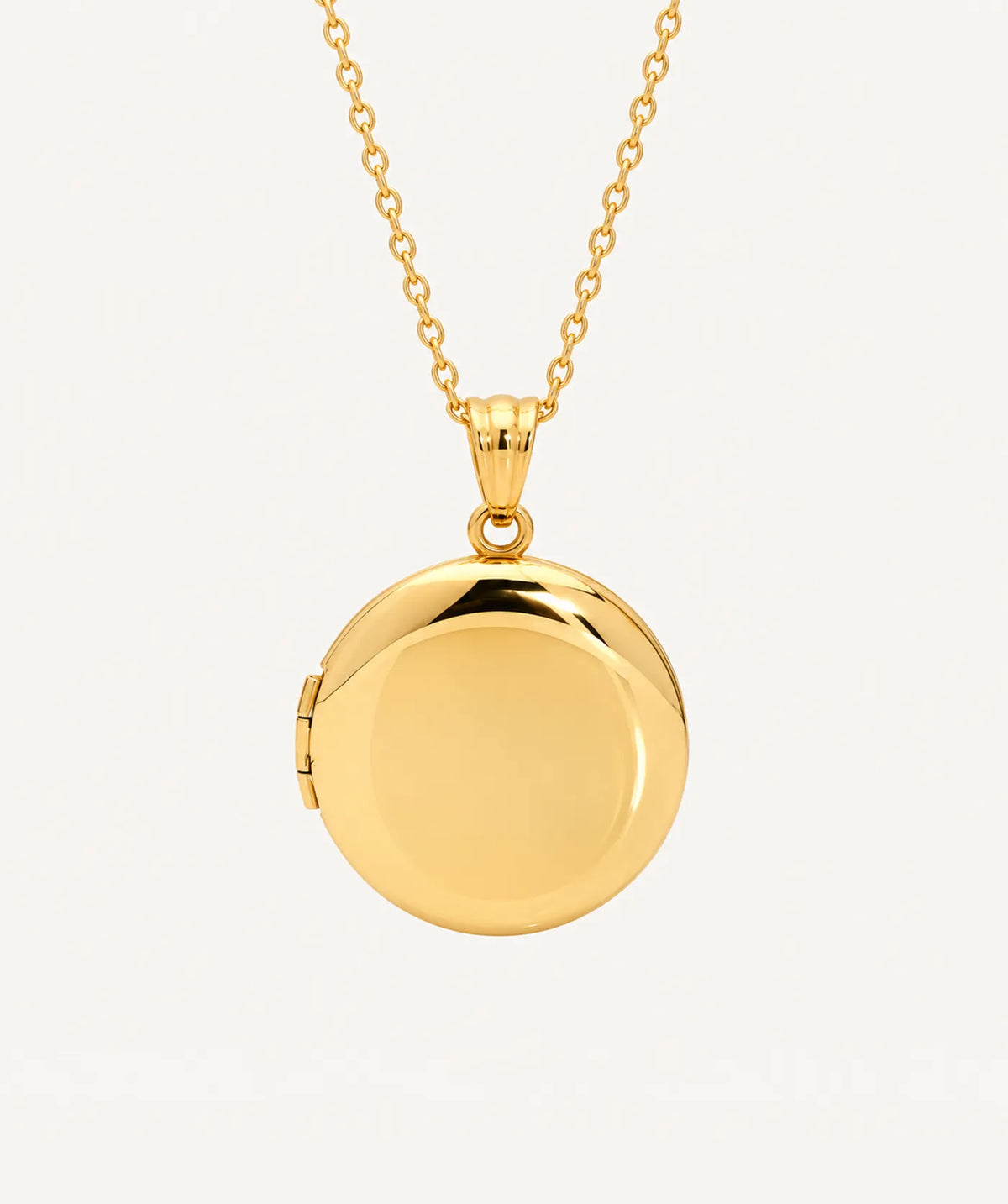 Gold Disc Photo Locket Necklace