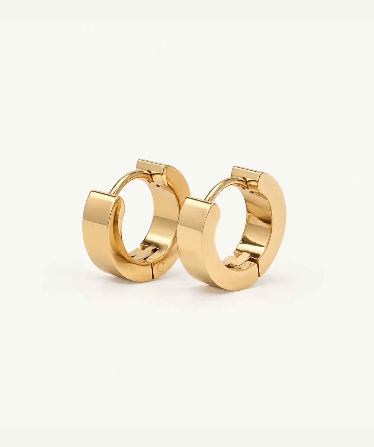 Gold Thick Round Flat Hoop Earrings