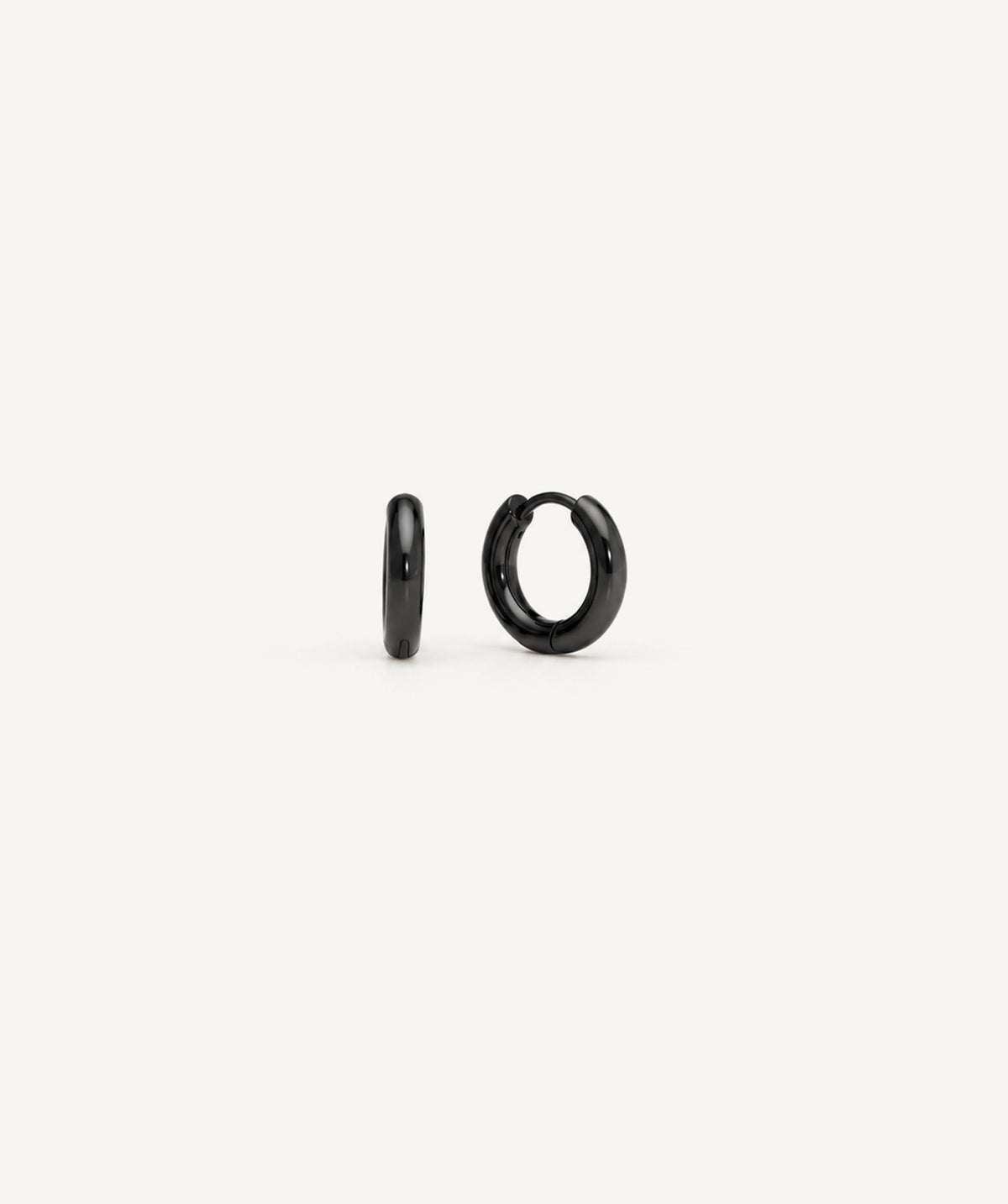 Black Round Sleeper Hoop Earrings
