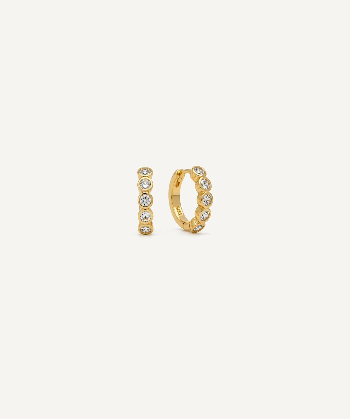 Thick Half Tennis Hoop Earrings
