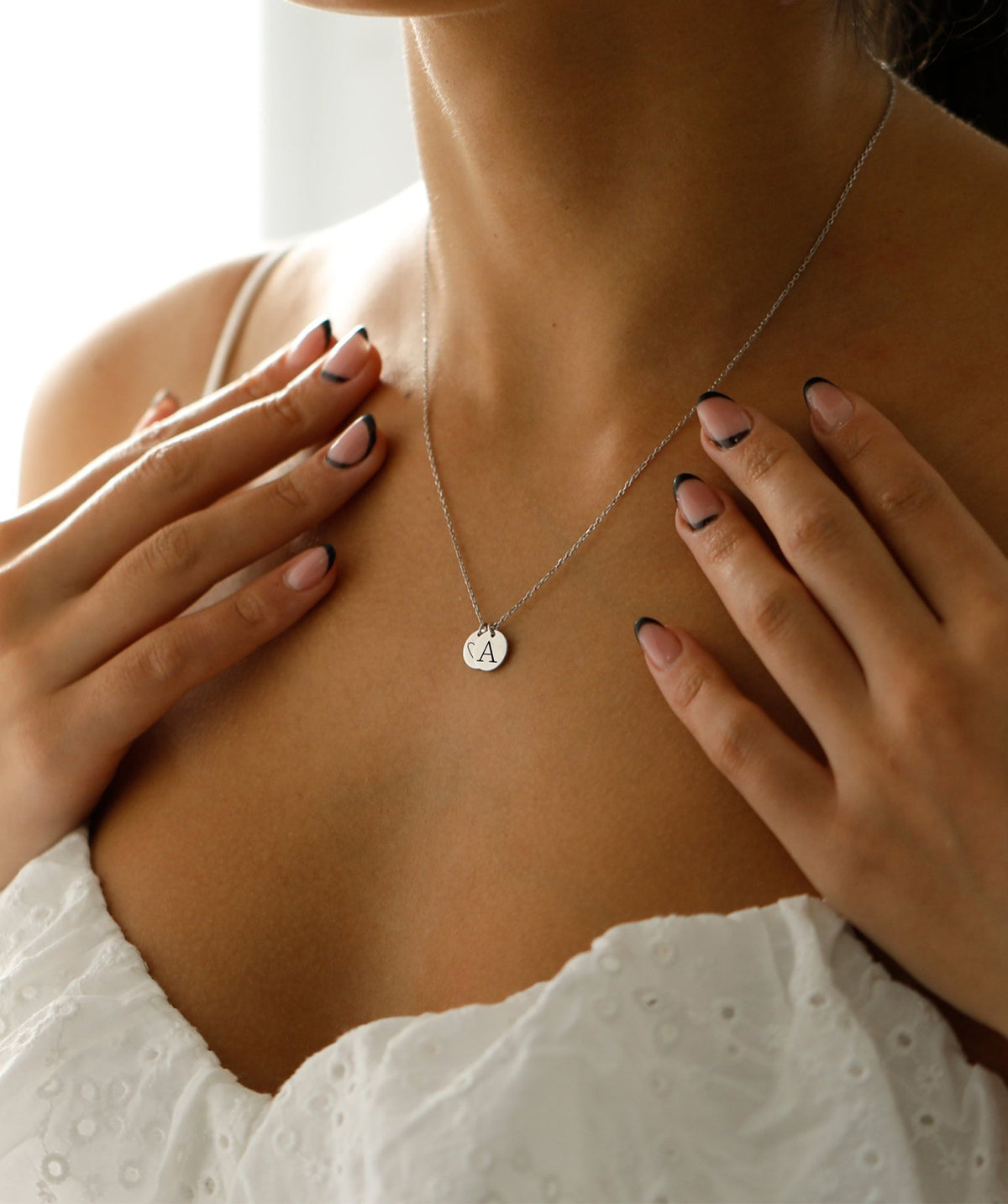 Silver Birth Flower 3 Disc Necklace – 2 small discc silver