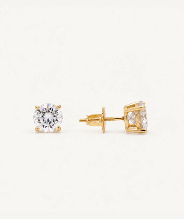 Round Moissanite Stud - Gold