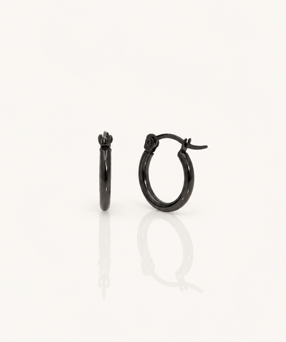 Black Stainless Steel Small Hoop Earrings