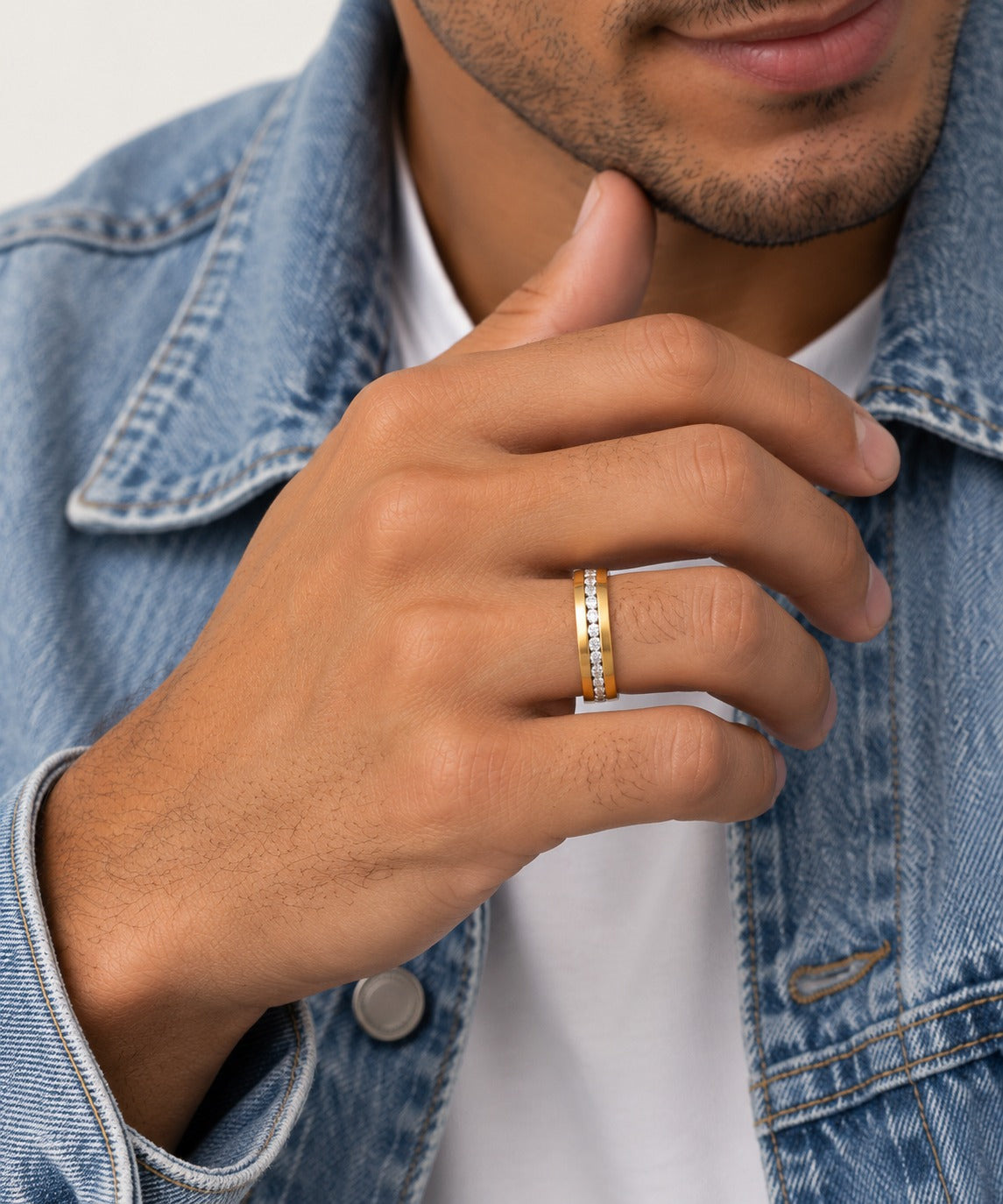 Full Stone Tennis Ring on model
