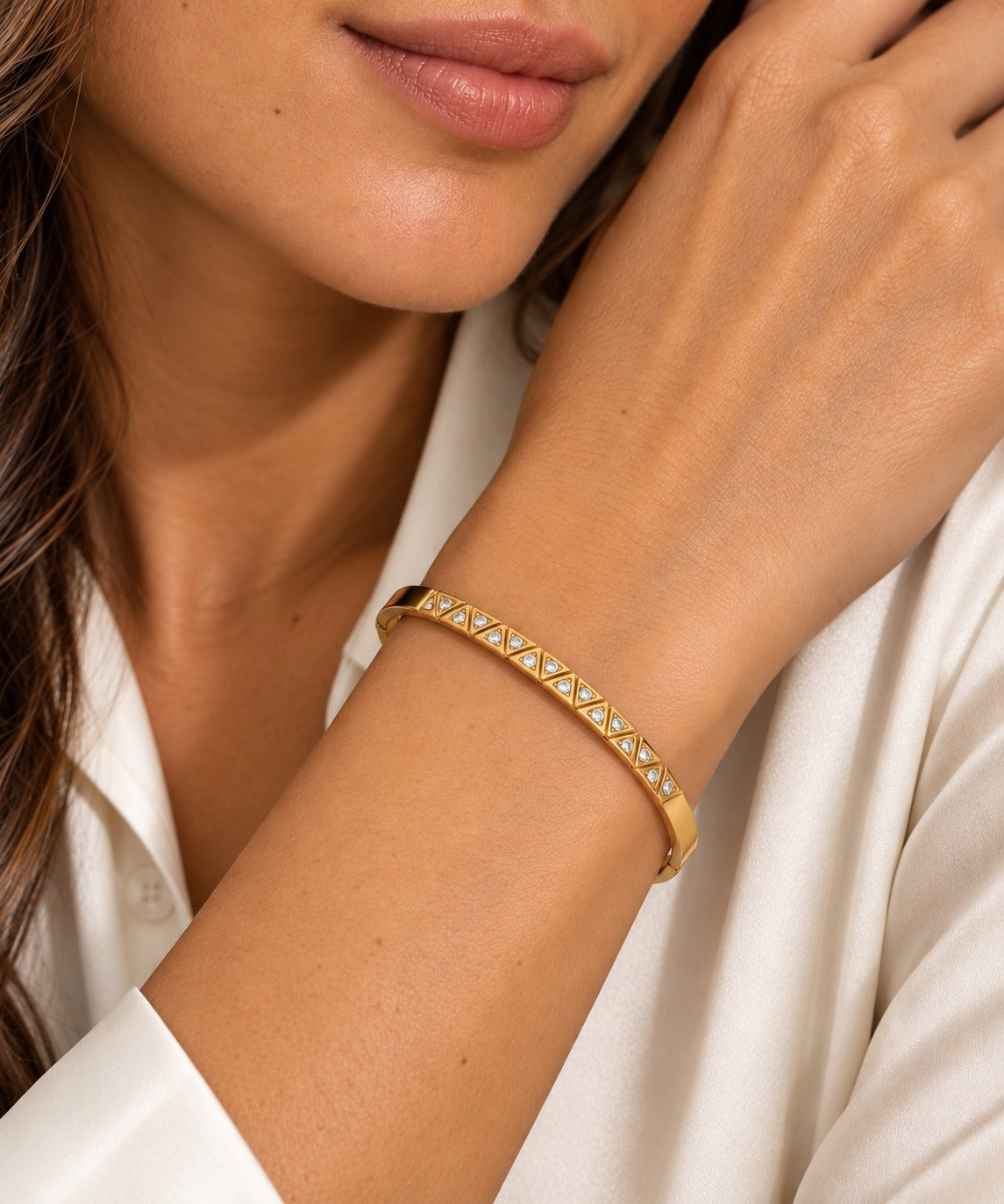 Triangle Pave Bangle on model