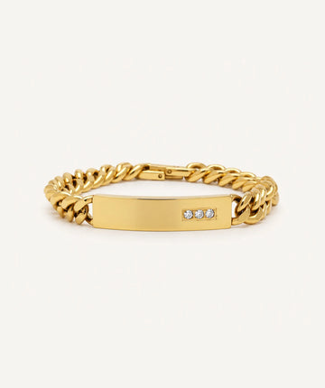 Men Thick Bar Bracelet - Gold