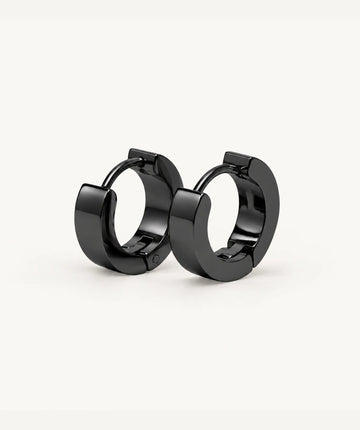 Thick Round Flat Hoop - Black