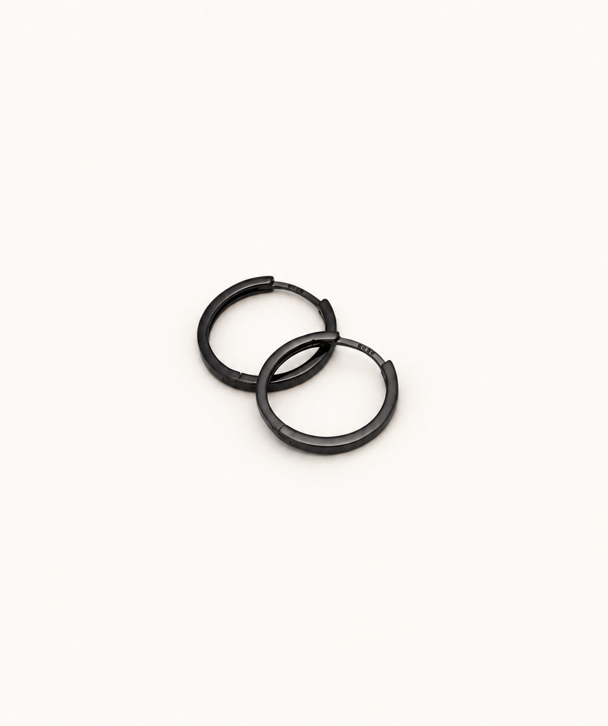 Black Flat Sleeper Hoop Earrings